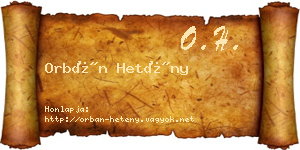 Orbán Hetény névjegykártya